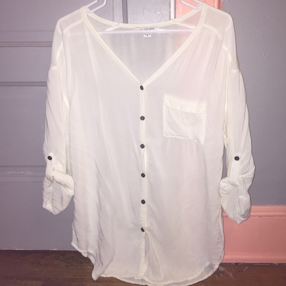 Oversized white button down blouse