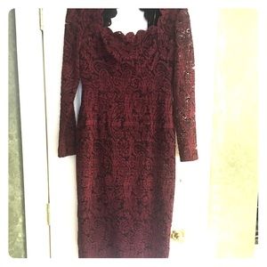 Burgundy and black lace evening dress. NWT