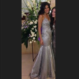 Silver beaded gown