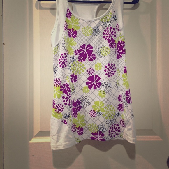 White floral workout tank