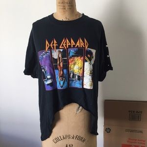 Def Leppard cut out and studded vintage tee