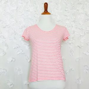 LOFT Pink Striped T Shirt
