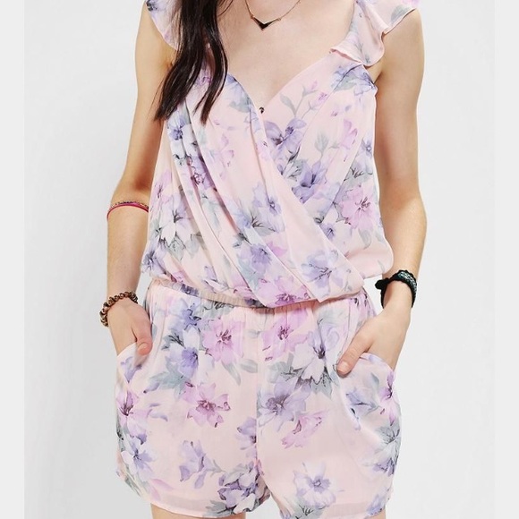 Urban Outfitters Other - ❤️1 DAY SALE❤️ UO Floral Purple Flutter Romper