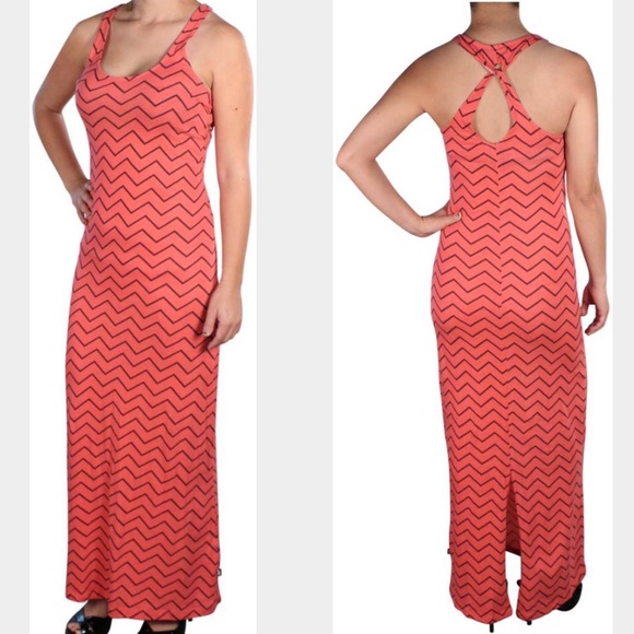 New Vans Rambling coral chevron print maxi dress - Picture 1 of 3