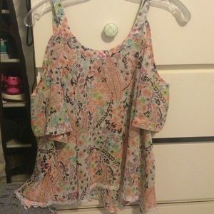 CANDIE'S cold shoulder floral top