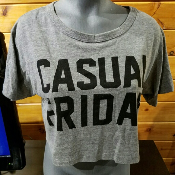 Forever 21 "Casual Friday" Gray Crop Top - Picture 2 of 2