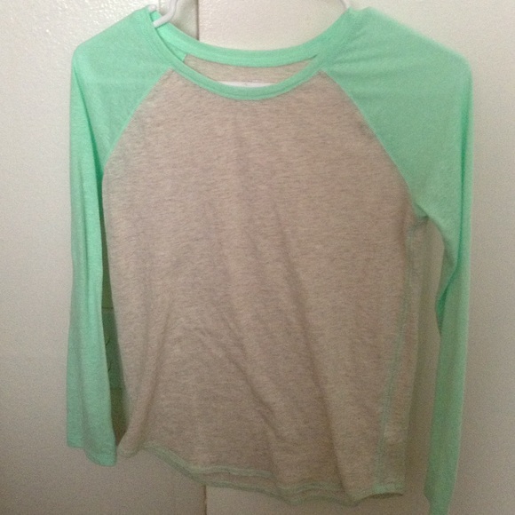 Justice Mint and Cream Elbow sleeve T-Shirt