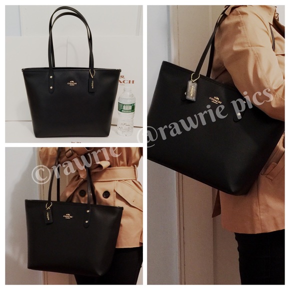 Coach Handbags - New Coach black leather city zip top shoulder tote