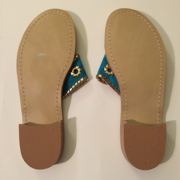 NWT CUSTOM TEAL / GOLD JACK ROGERS - Size 7.5 - Picture 3 of 3