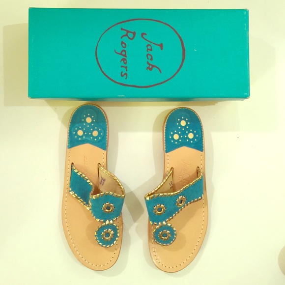 Jack Rogers Shoes - NWT CUSTOM TEAL / GOLD JACK ROGERS - Size 7.5