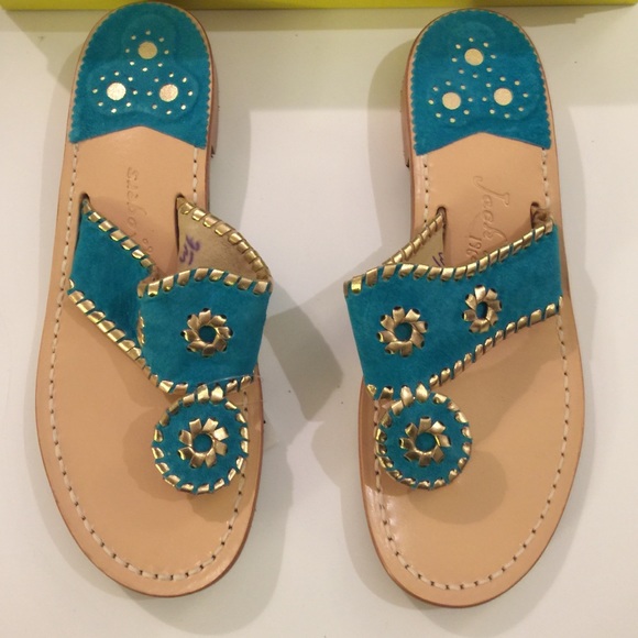 NWT CUSTOM TEAL / GOLD JACK ROGERS - Size 7.5 - Picture 2 of 3