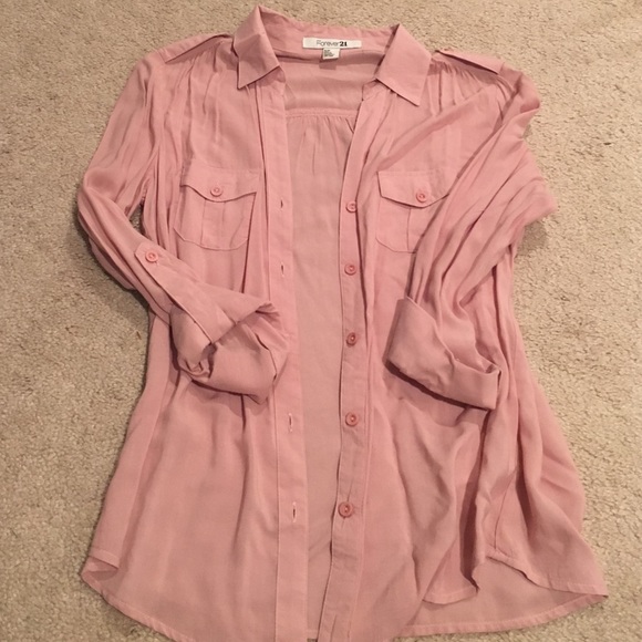 Forever 21 button up light pink blouse