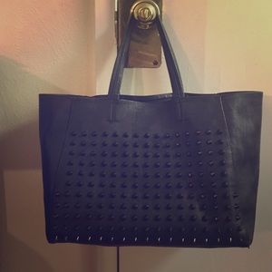 Studded black pleather bag