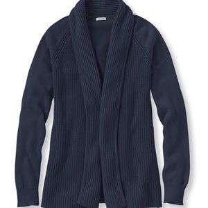 LL Bean shaker stitch long open cardigan