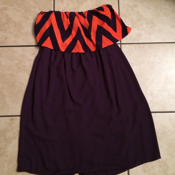 NWOT Orange and purple chevron dress