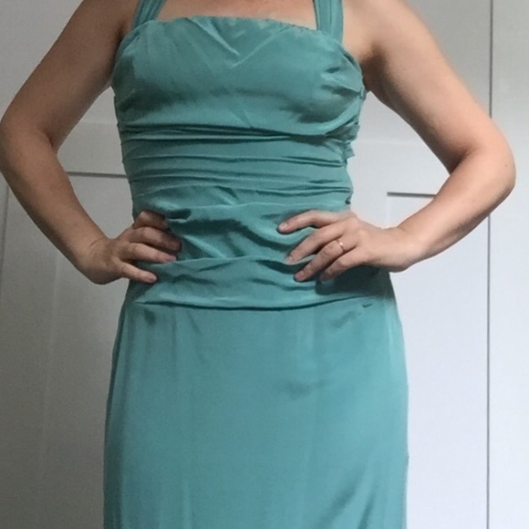 Teal pure silk Nicole Miller gown SIZE 12