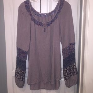 Language XL Light brown long sleeve shirt