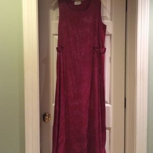Tie dye style cranberry color maxi dress