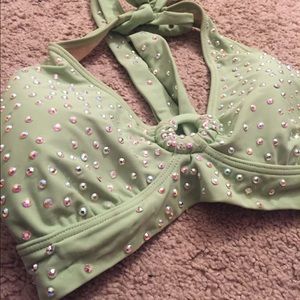 Rhinestoned halter top