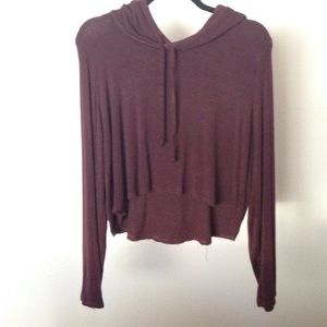 Brandy Melville Burgundy Cropped Hoodie