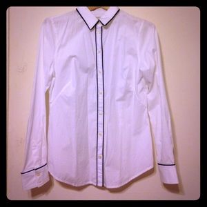Simple White Button Down With Detailed Piping.