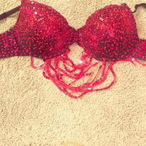 Red and Black Bra Top