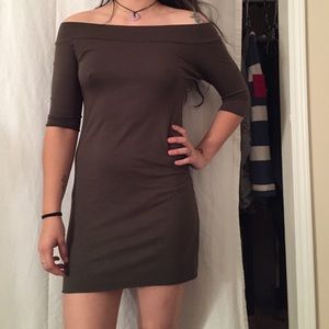 Olive off the shoulder dress