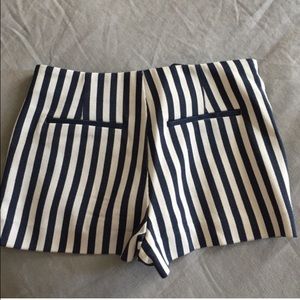 Striped Navy and cream shorts