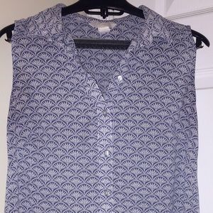 H&M Lotus Print High Low Sleeveless Button-down