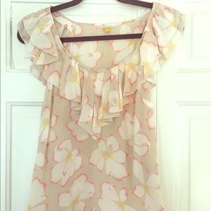 Leifsdottir silk floral ruffle blouse Sz XS