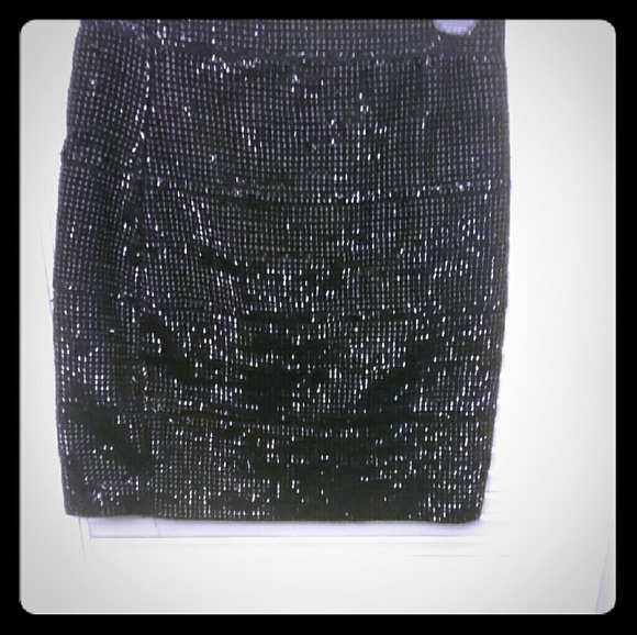 Black Beaded Body con Skirt