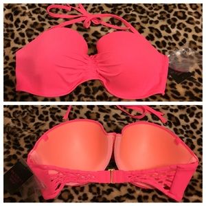 Victoria's Secret macrame pink swim bandeau 36D