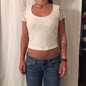 White lace crop top