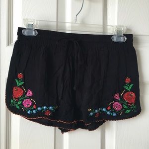 LF Black Embroidered Shorts