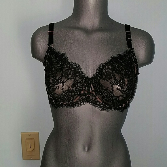 NWT VS Very Sexy Black Unlined Lace Demi Bra - Picture 1 of 4