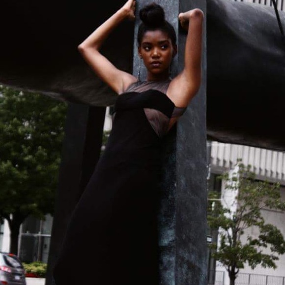 Formal black gown with sheer detailing - Picture 1 of 4