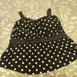 Polka dot swim tank top.