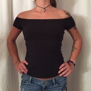 Black off the shoulder top