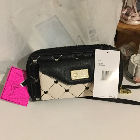 Betsey Johnson Handbags - Betsey Johnson black & white wallet on string