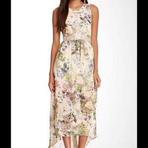 ASTR Lace Illusion Hi Low Print Maxi Dress XS