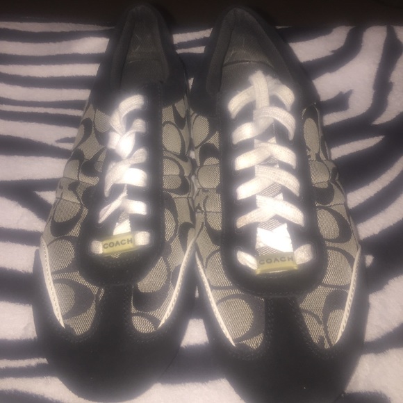 Authentic Black, White, Gray Signature Coach Shoes