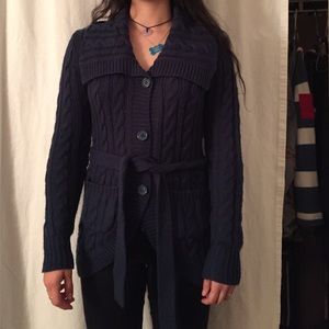 Navy blue knit cardigan
