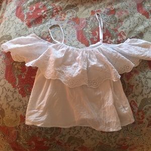 White Designed Babydoll Crop Top