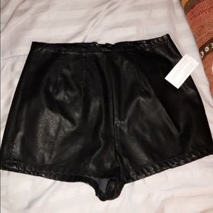 High waisted faux leather shorts