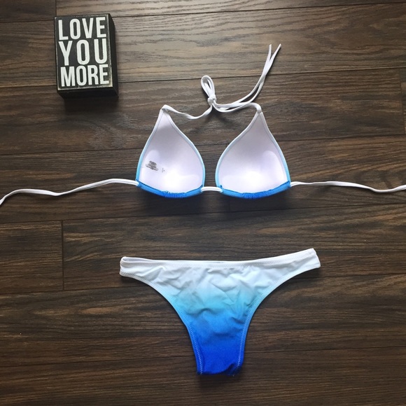 Blue Ombré String Bikini - Picture 2 of 3