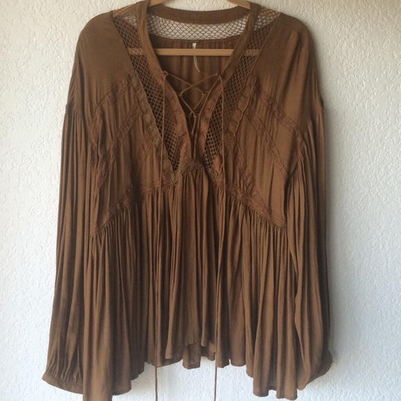 Free People Tops - Tie Up Peasant Top