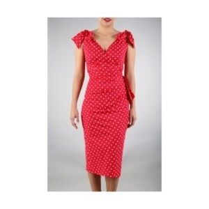 STOP STARING Red & White Polka wiggle dress-Size S