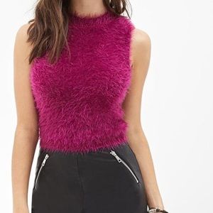 magenta fuzzy sweater forever21
