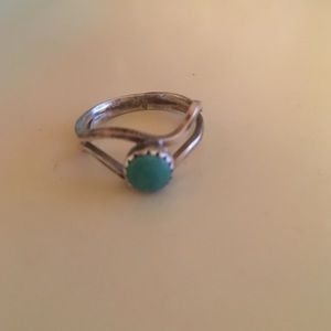 Rustic Sterling Silver & Turquoise Size 8 Ring
