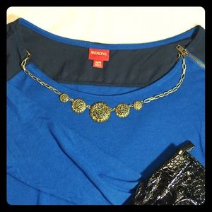 Merona Color Block 3/4 Sleeve Tee Navy & Royal